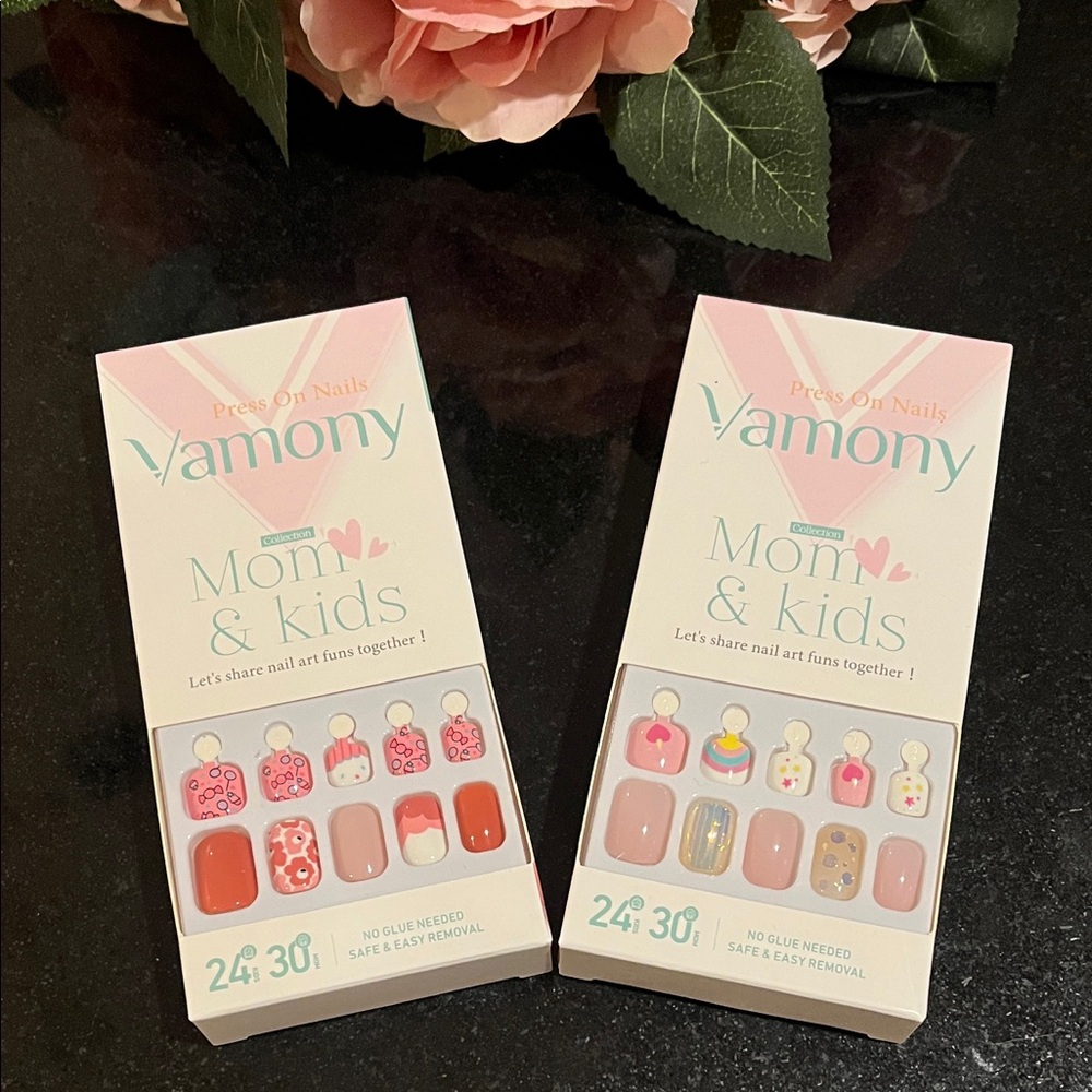 (2) Sets - Vamony Press-On Nails for Mom & Kids